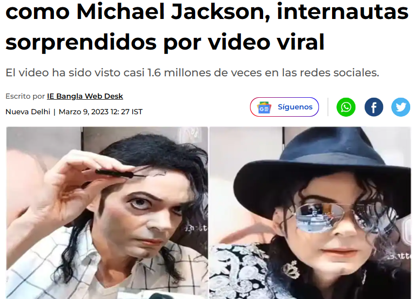 La prensa en la India también se hace eco del éxito internacional de Gus como doble de Michael Jackson.