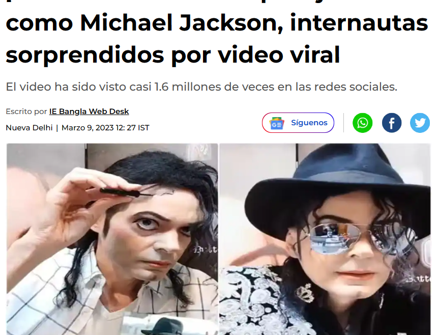 La prensa en la India también se hace eco del éxito internacional de Gus como doble de Michael Jackson.